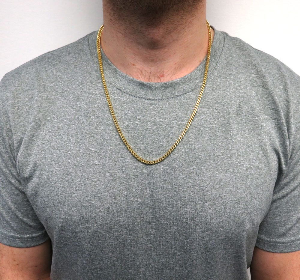 14k yellow gold hollow boxed franco chain 22 inch 3.5mm