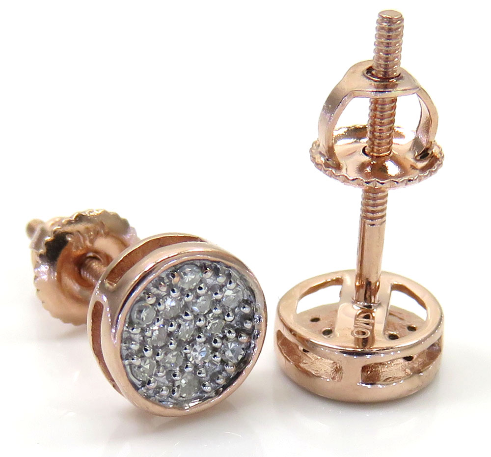 14k white yellow and rose gold diamond small snow cap earrings 0.10ct - Image 2