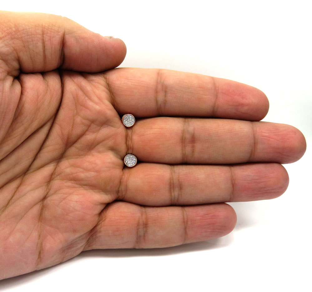 14k white yellow and rose gold diamond small snow cap earrings 0.10ct - Image 4