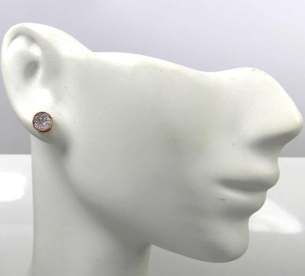 14k white yellow and rose gold diamond small snow cap earrings 0.10ct