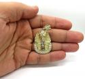 10k yellow gold medium cz king tut pharaoh head pendant 0.50ct
