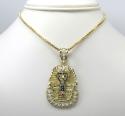 10k yellow gold medium cz king tut pharaoh head pendant 0.50ct