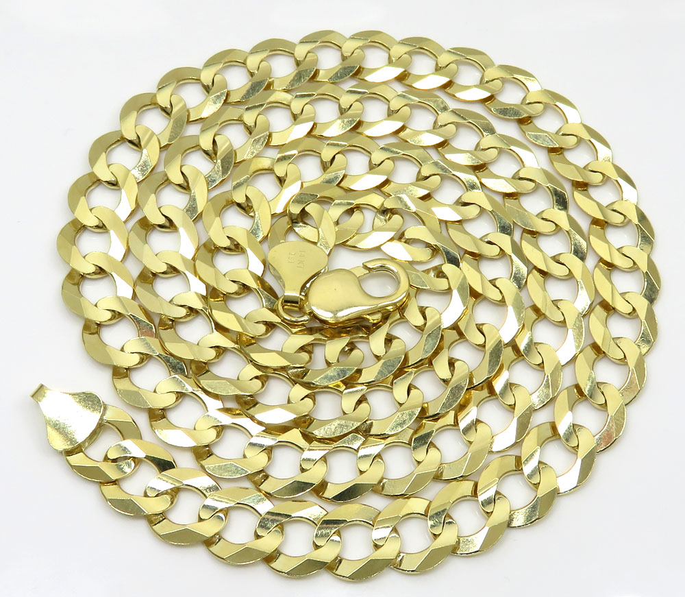 14k yellow gold solid cuban link chain 22-30 inch 11.5mm