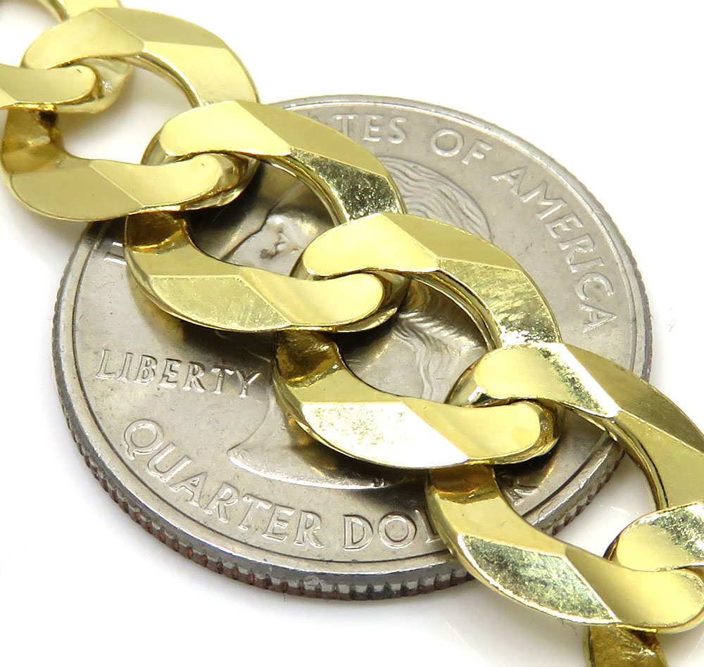 14k yellow gold solid cuban link chain 22-30 inch 11.5mm - Image 3