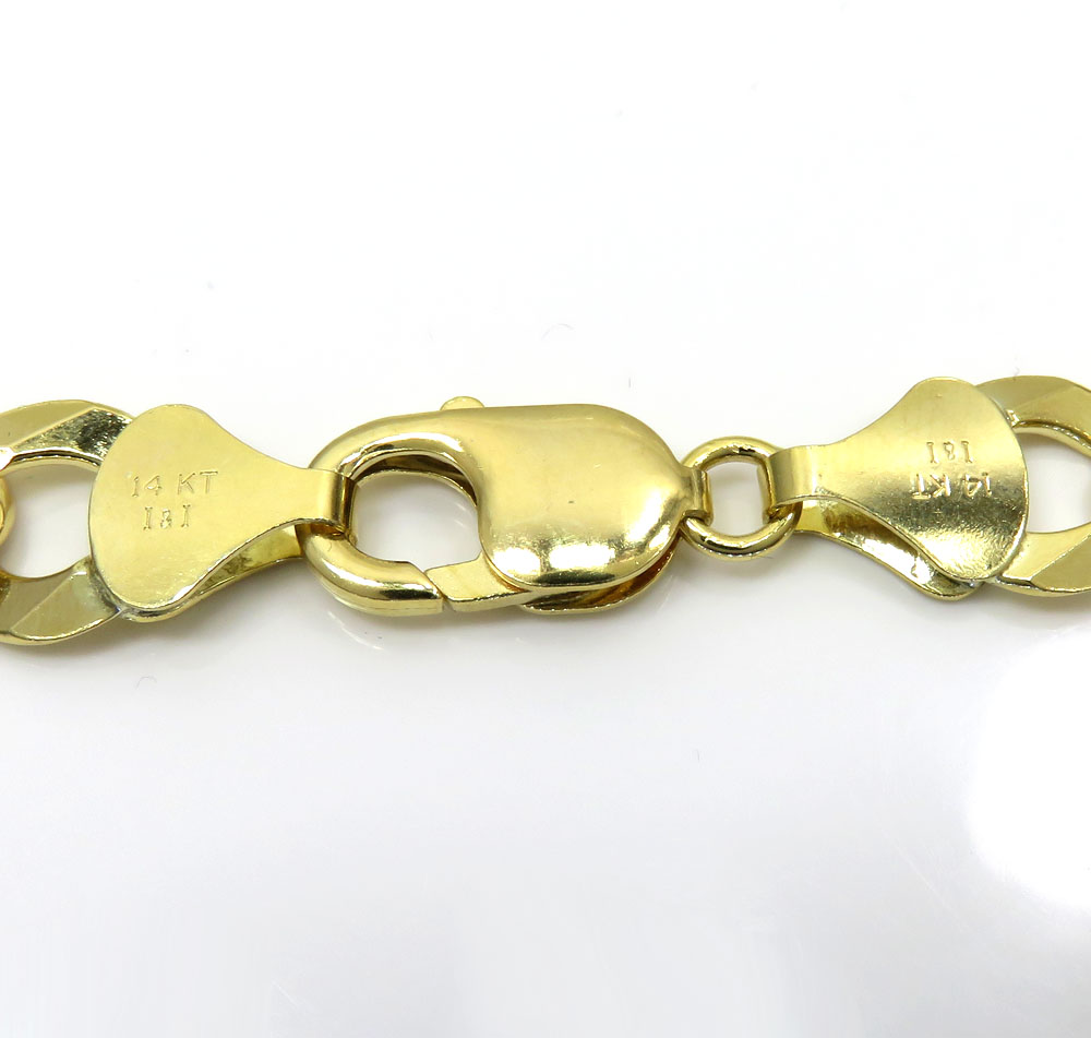14k yellow gold solid cuban link chain 22-30 inch 11.5mm
