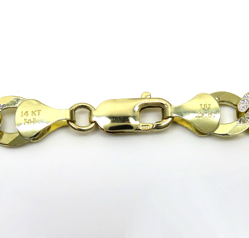 14k yellow gold diamond cut thick cuban chain 18-26 inch 9.6mm 