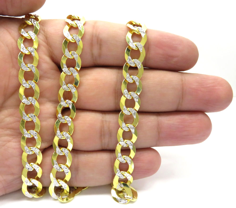 14k yellow gold diamond cut thick cuban chain 18-26 inch 9.6mm 
