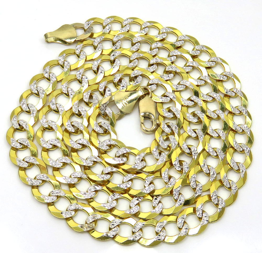 Buy 14k Yellow Gold Diamond Cut Solid Cuban Link Chain 20-26 Inch 8.5mm ...