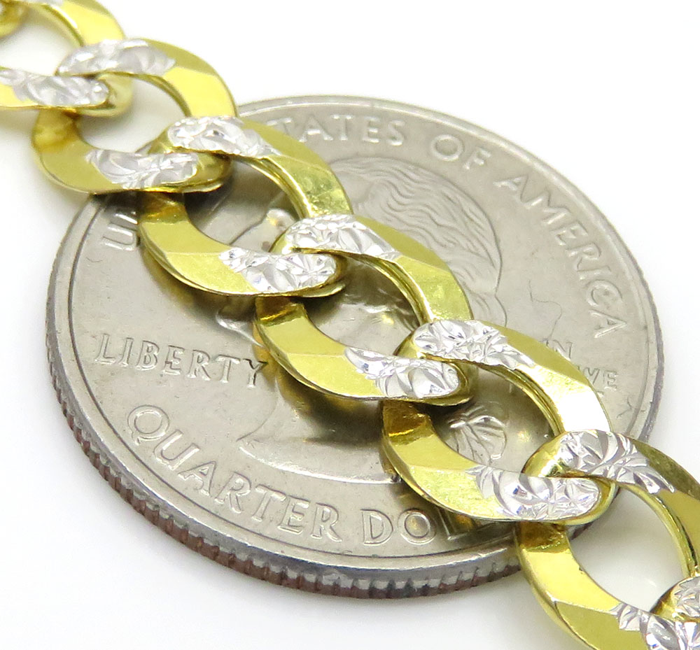 14k yellow gold diamond cut solid cuban link chain 20-26 inch 8.5mm - Image 3