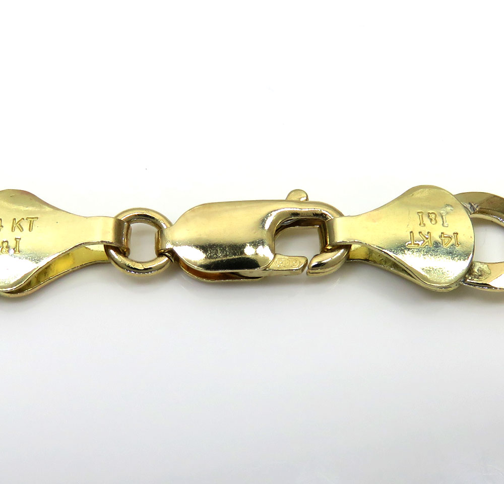 14k yellow gold diamond cut solid cuban link chain 20-26 inch 8.5mm