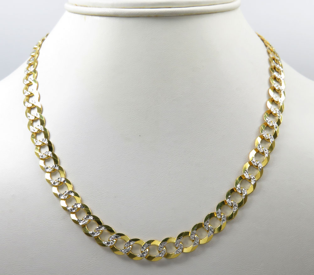 14k yellow gold diamond cut solid cuban link chain 20-26 inch 8.5mm - Image 6