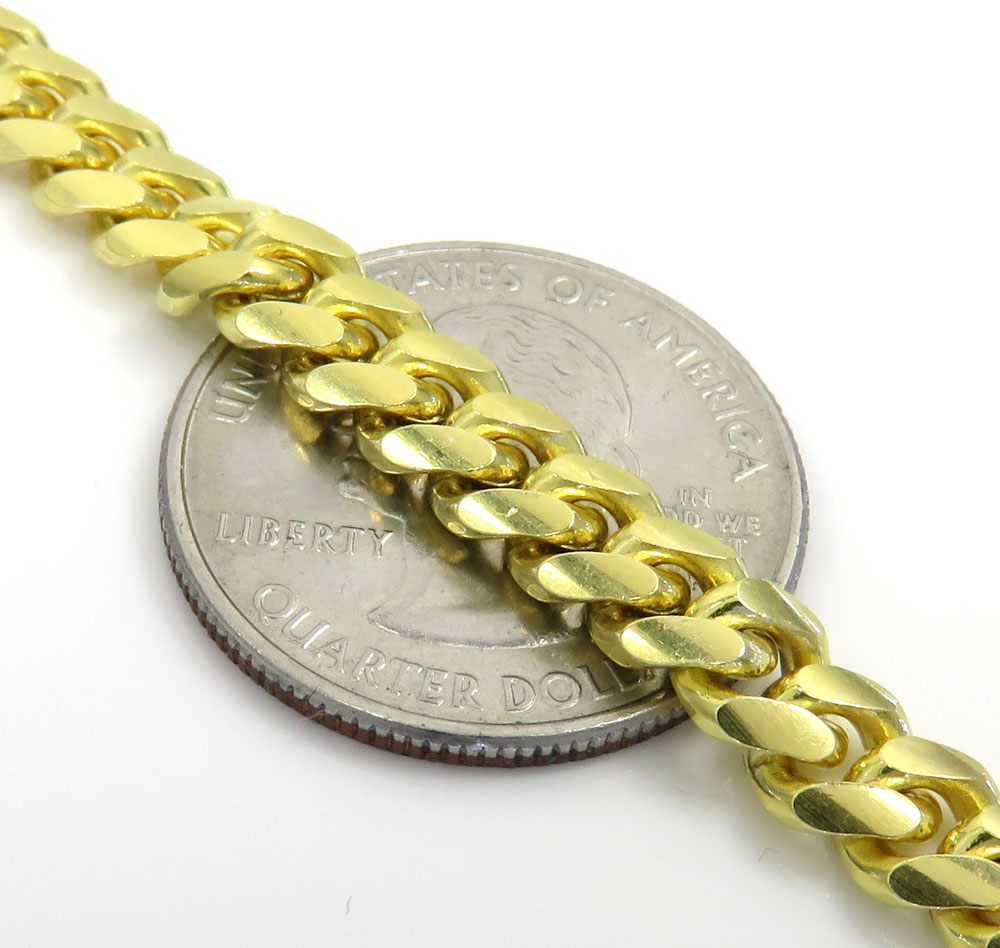 925 yellow sterling silver miami link bracelet 8.50 inch 6.5mm - Image 3