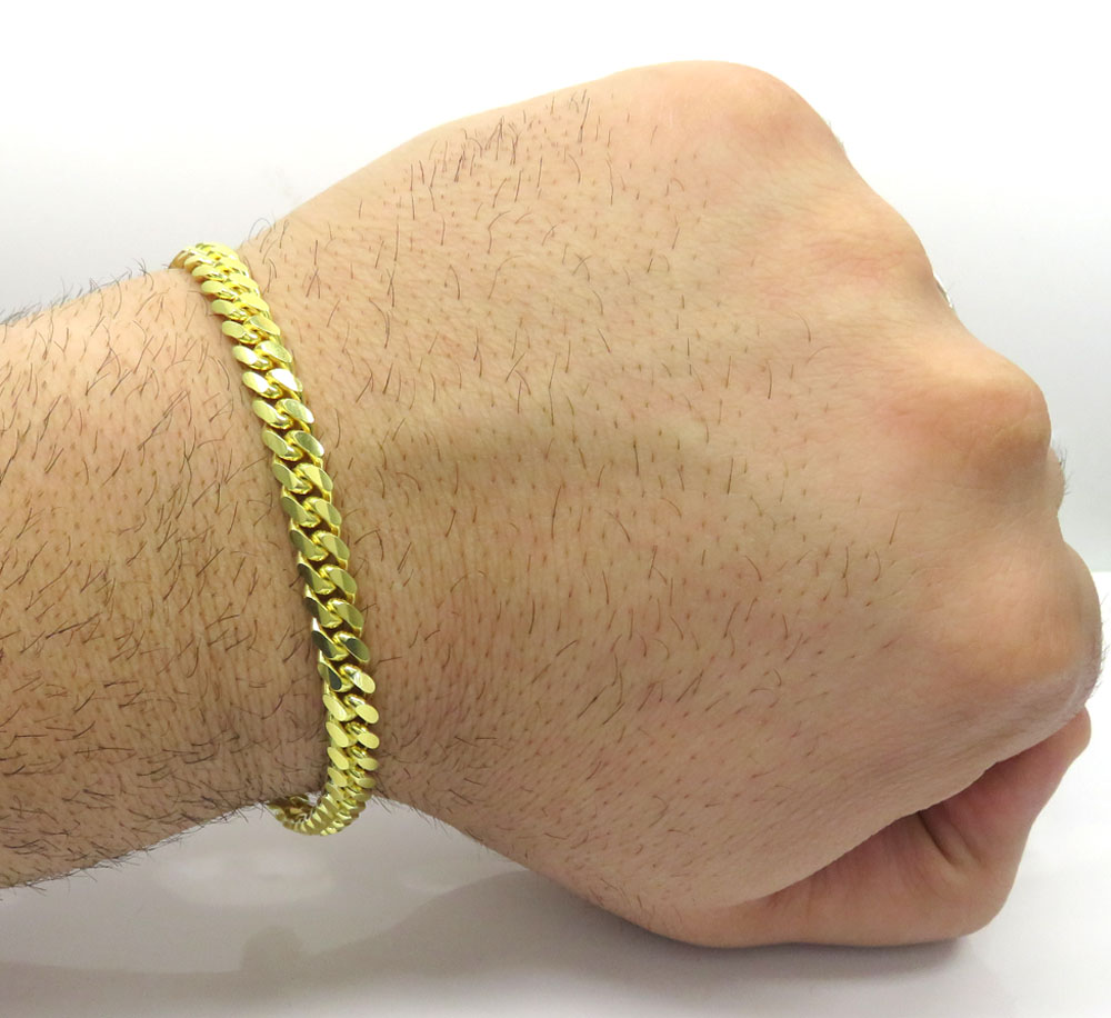 925 yellow sterling silver miami link bracelet 8.50 inch 6.5mm - Image 5