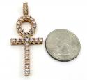 14k yellow white or rose gold large cut  diamond ankh cross 2.50ct