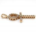 14k yellow white or rose gold large cut  diamond ankh cross 2.50ct