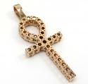 14k yellow white or rose gold large cut  diamond ankh cross 2.50ct