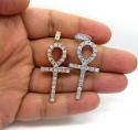14k yellow white or rose gold large cut  diamond ankh cross 2.50ct