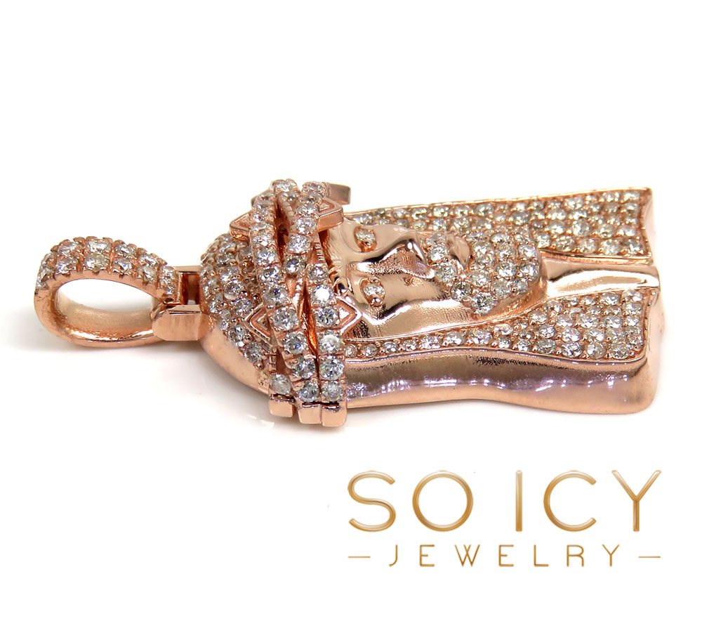 14k rose yellow or white gold medium diamond jesus piece pendant 2.25ct - Image 3