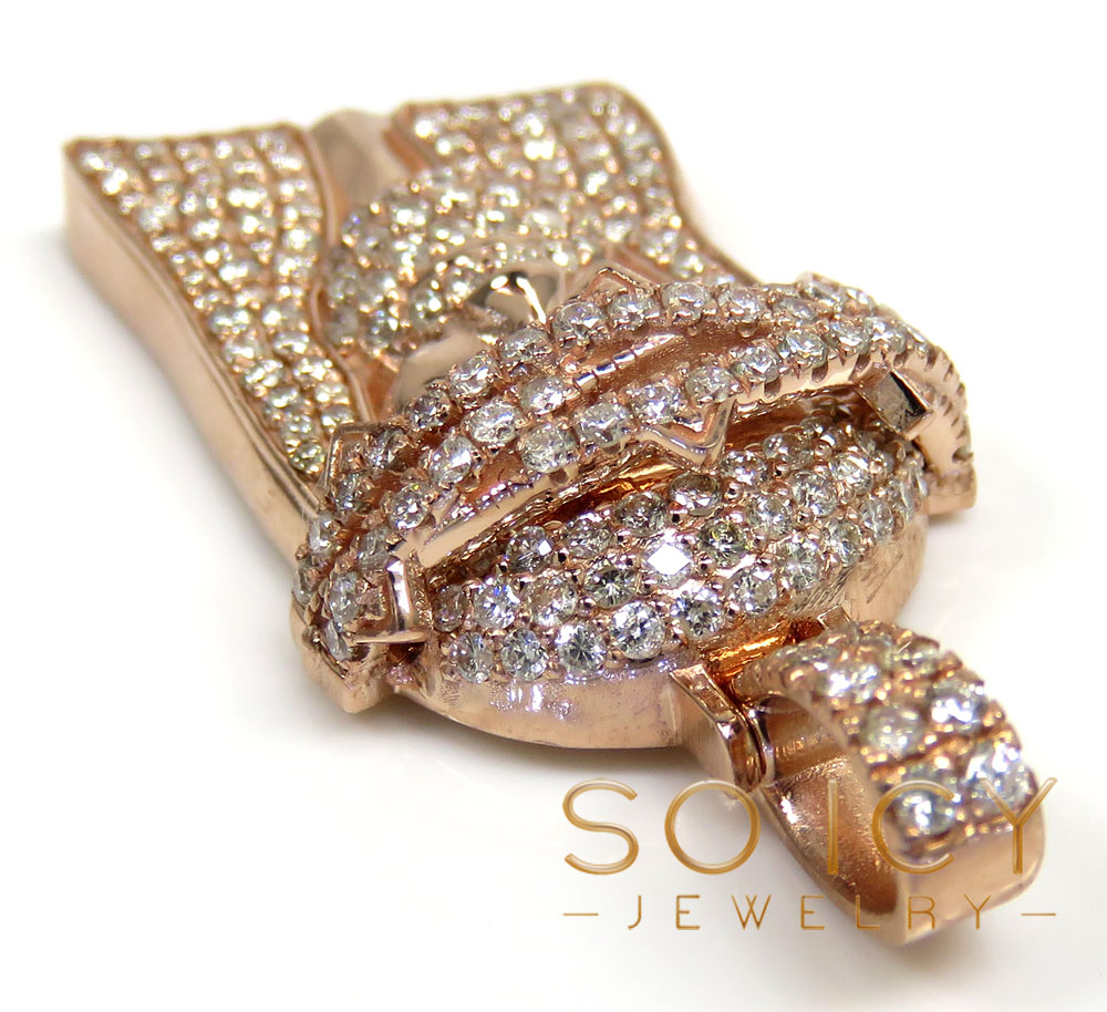 14k rose yellow or white gold medium diamond jesus piece pendant 2.25ct - Image 4