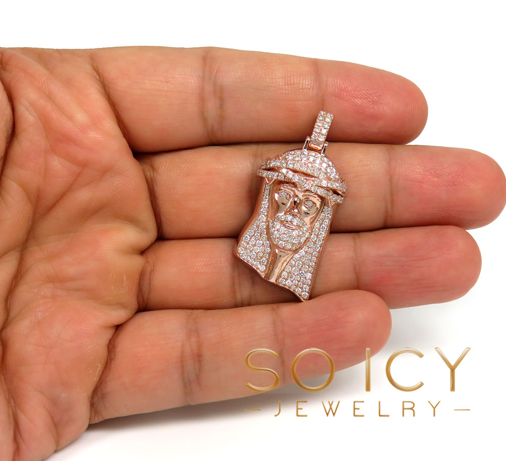 14k rose yellow or white gold medium diamond jesus piece pendant 2.25ct - Image 6