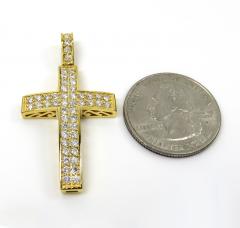 14k gold 2x2 solid full cut diamond small cross 1.15ct