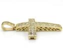 14k gold 2x2 solid full cut diamond small cross 1.15ct