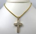 14k gold 2x2 solid full cut diamond small cross 1.15ct