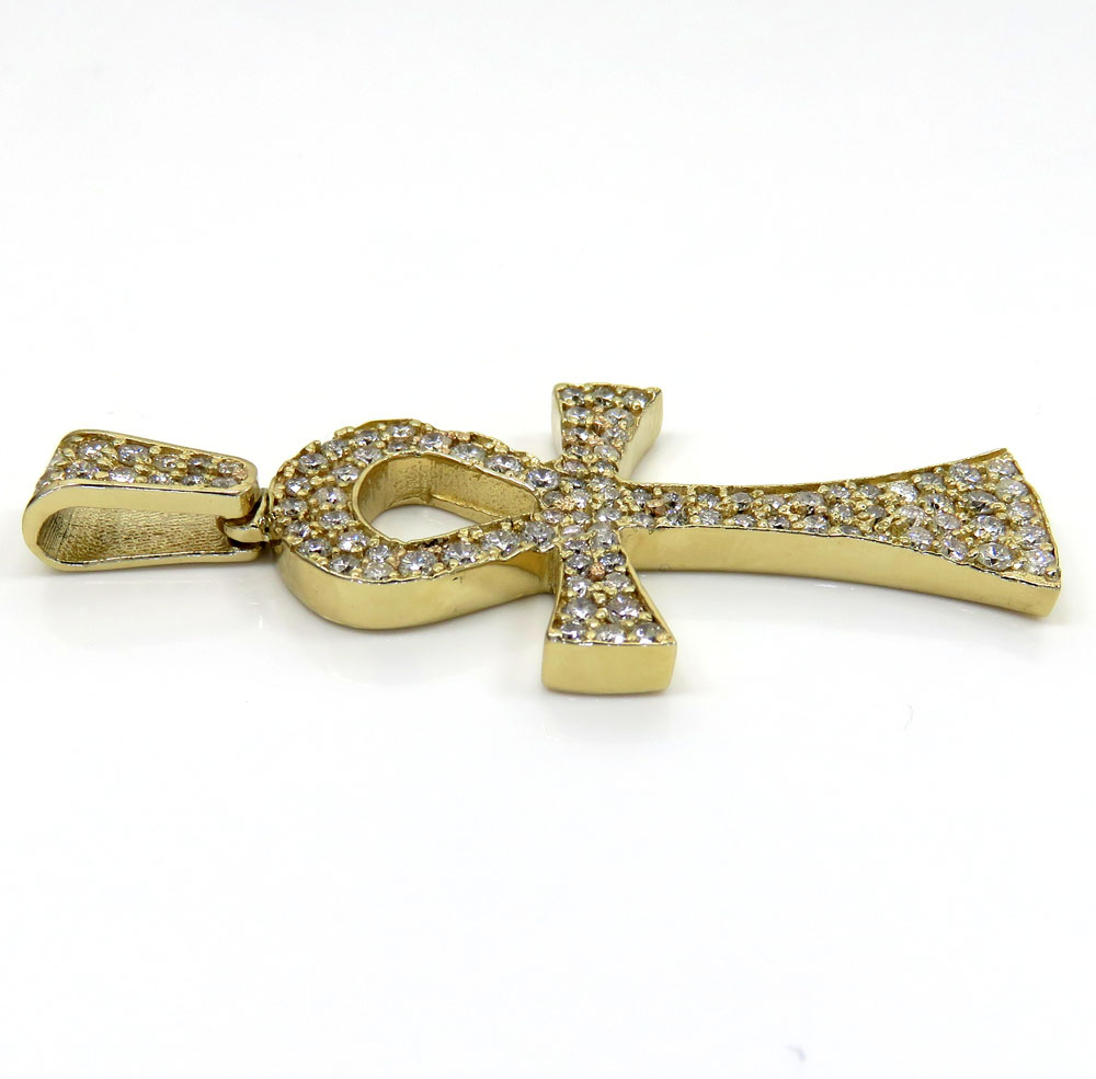 14k yellow gold diamond ankh cross 2.00ct - Image 3