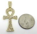 14k yellow gold diamond ankh cross 2.00ct