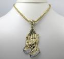10k yellow gold large praying hands pendant 