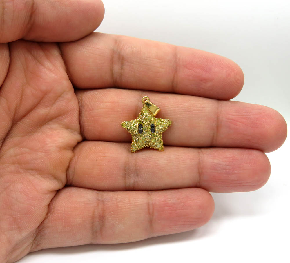 14k yellow gold diamond mario star pendant 1.20ct - Image 5