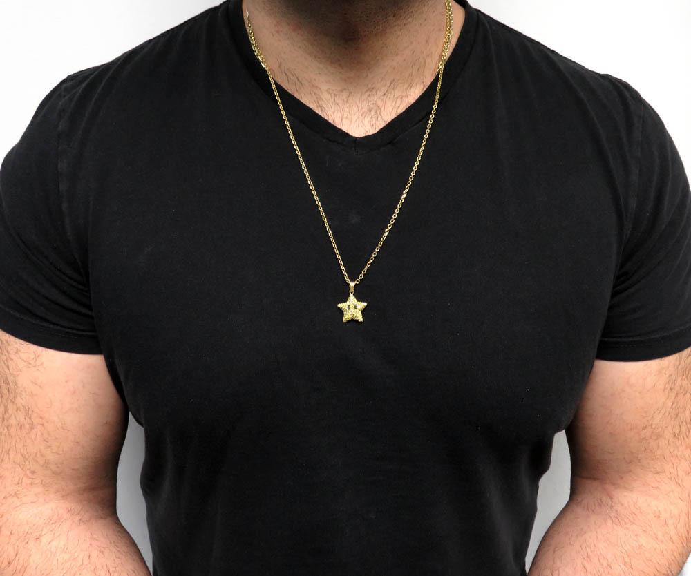 14k yellow gold diamond mario star pendant 1.20ct - Image 6