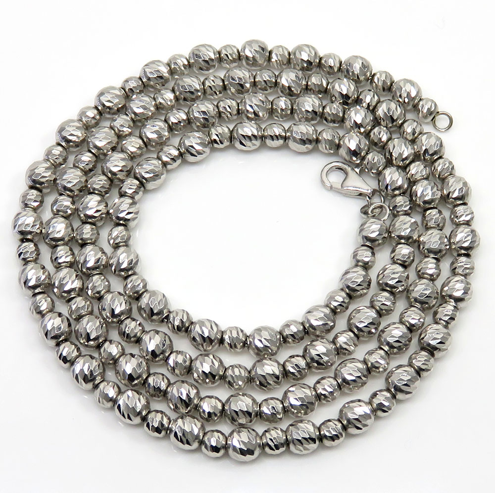14k white gold diamond cut bead chain 16 inch 5mm