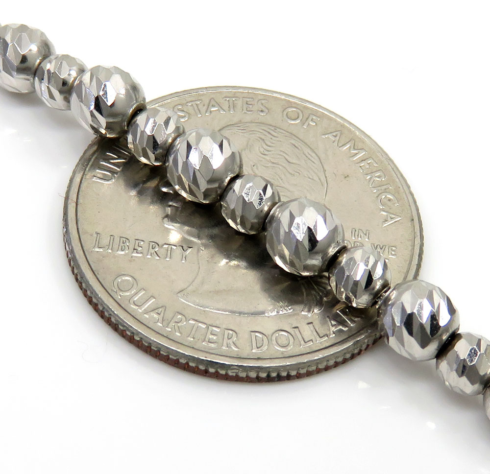 14k white gold diamond cut bead chain 16 inch 5mm