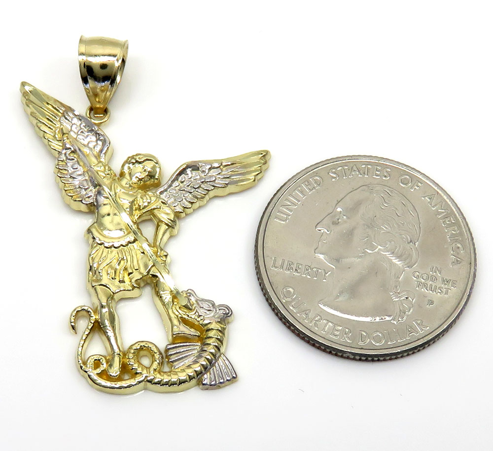 10k yellow gold small saint michaels pendant   - Image 2