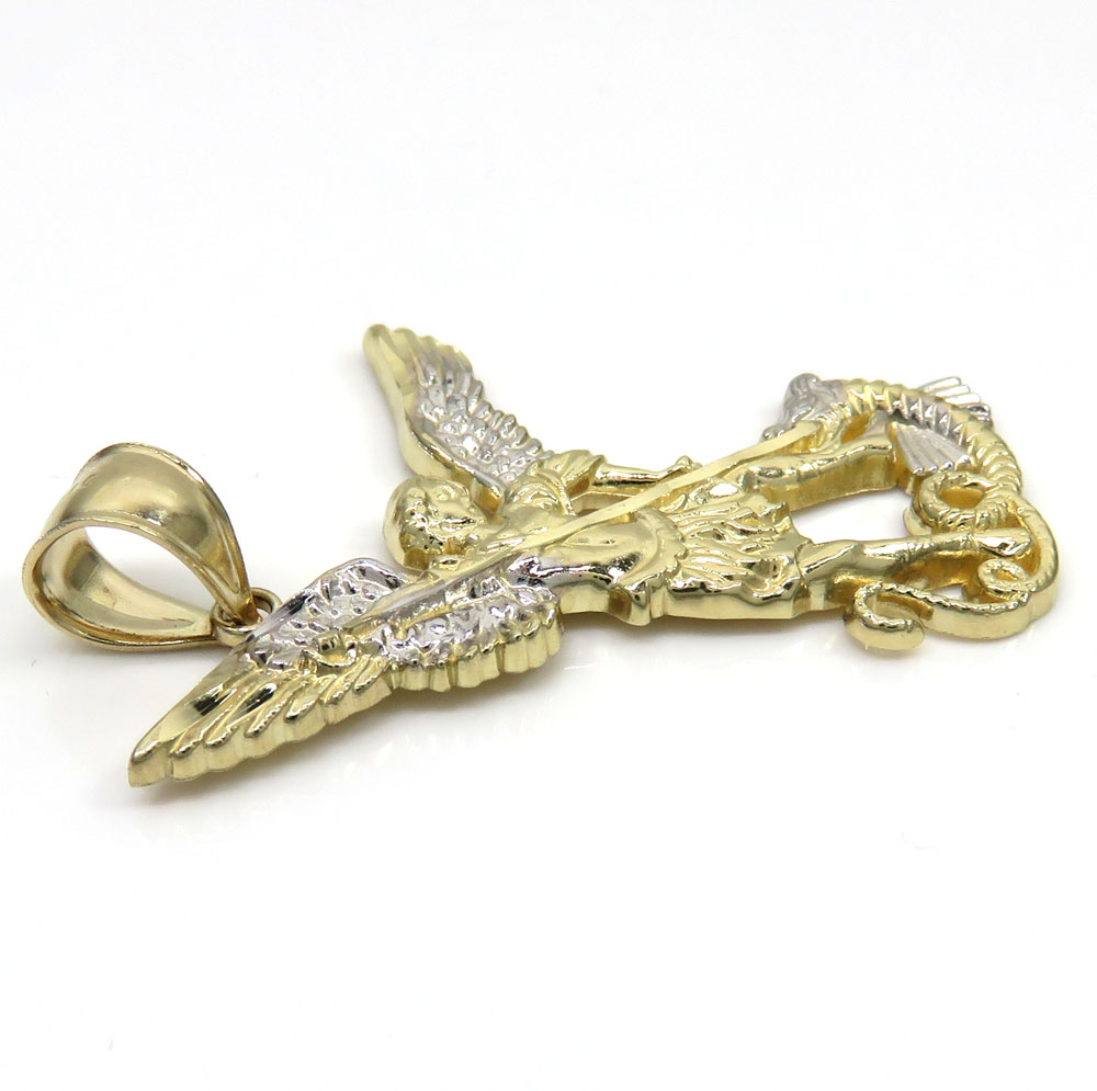 10k yellow gold small saint michaels pendant   - Image 3