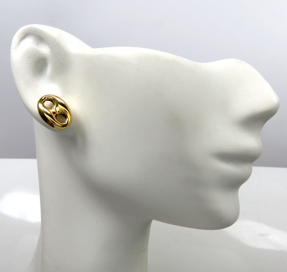 13mm 10k yellow gold medium puffed gucci hollow earrings - Image 5
