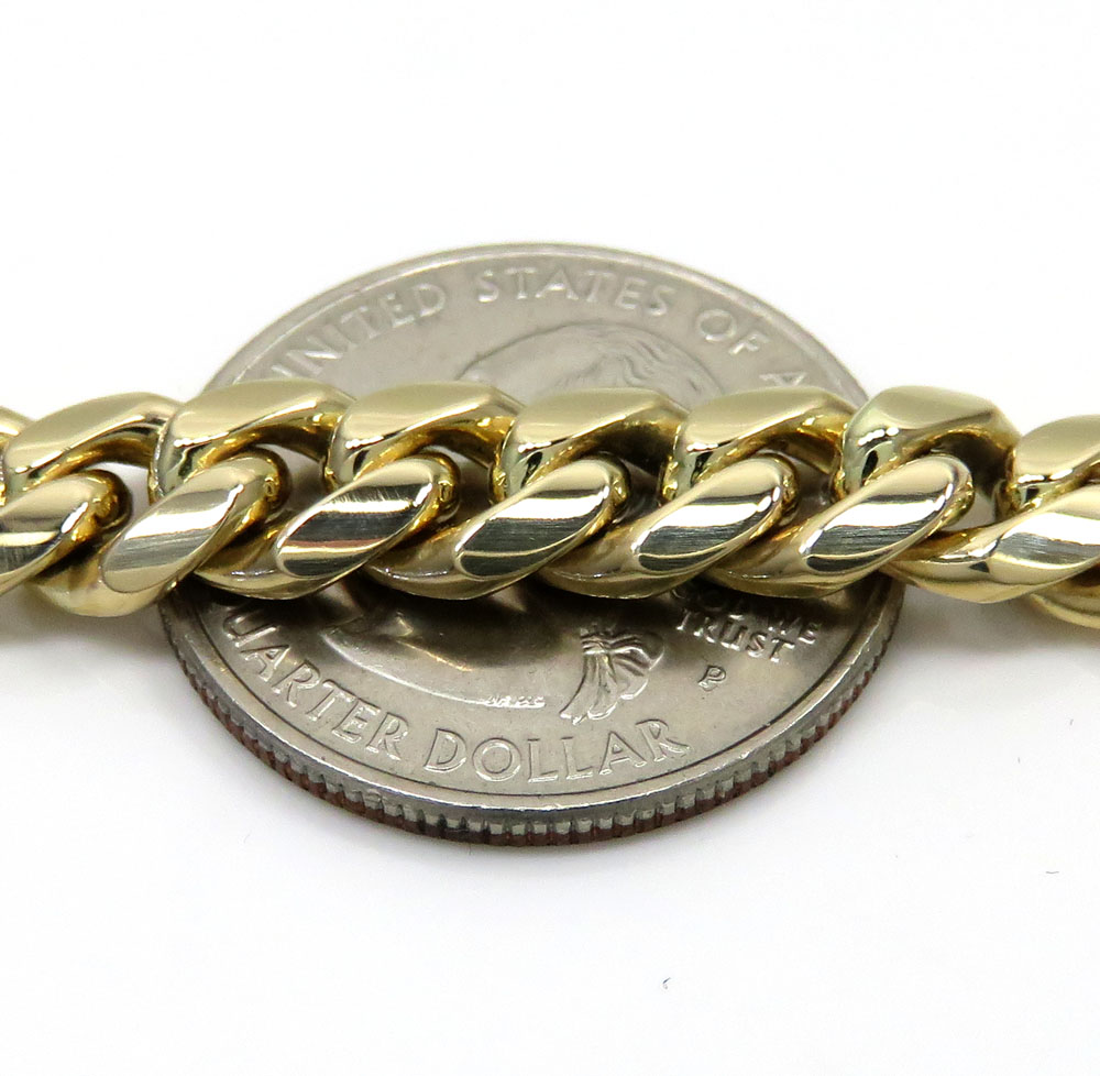14k yellow gold solid miami link bracelet 8.50 inch 8mm