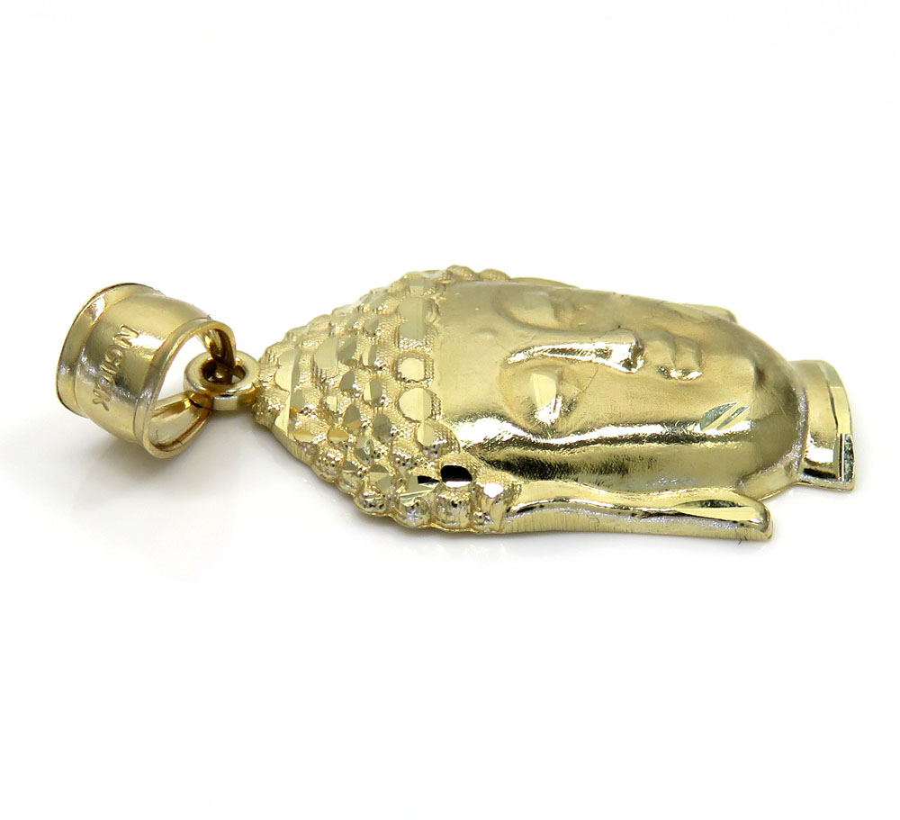10k yellow gold small buddha face pendant - Image 2
