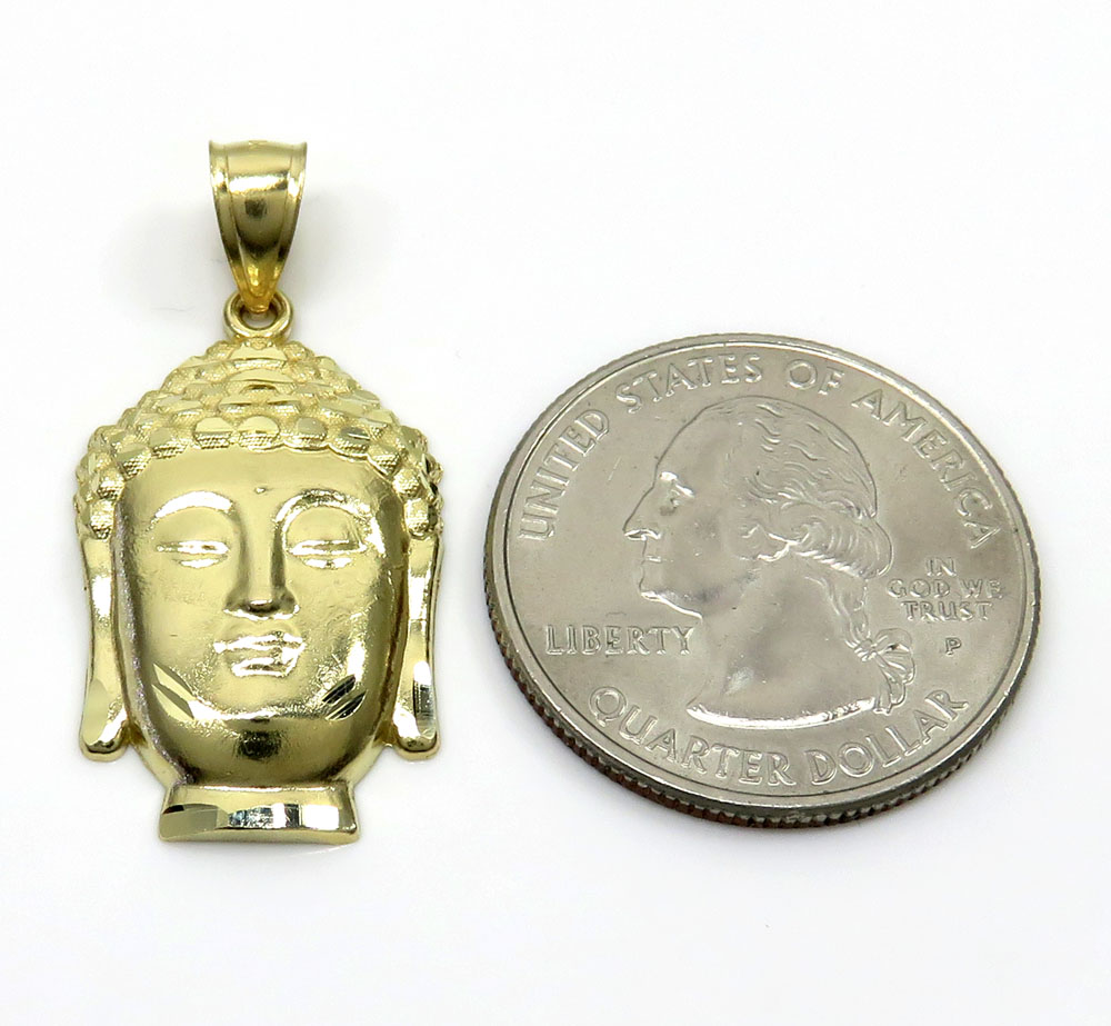 10k yellow gold small buddha face pendant - Image 3
