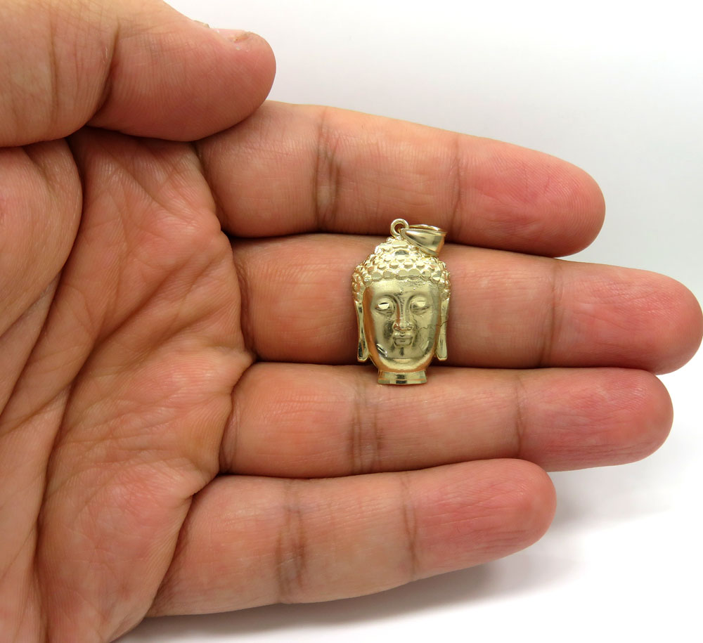 10k yellow gold small buddha face pendant - Image 5
