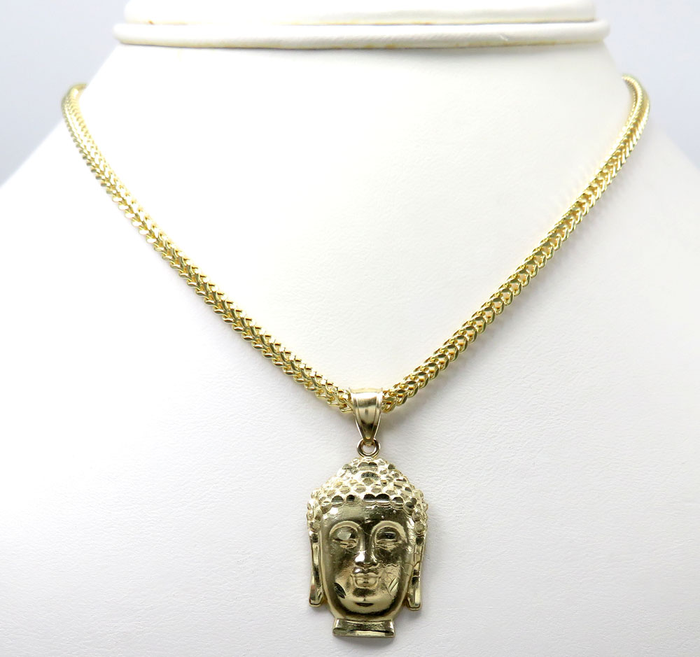 10k yellow gold small buddha face pendant