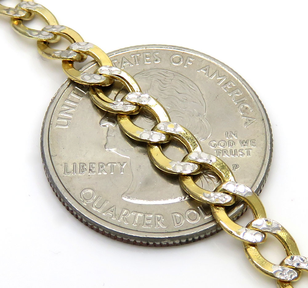 10k yellow gold diamond cut cuban id bracelet 8 inch 5mm 
