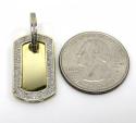 10k yellow gold 2 row round diamond mini dog tag pendant 0.31ct