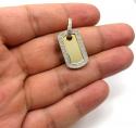 10k yellow gold 2 row round diamond mini dog tag pendant 0.31ct