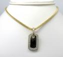 10k yellow gold 2 row round diamond mini dog tag pendant 0.31ct