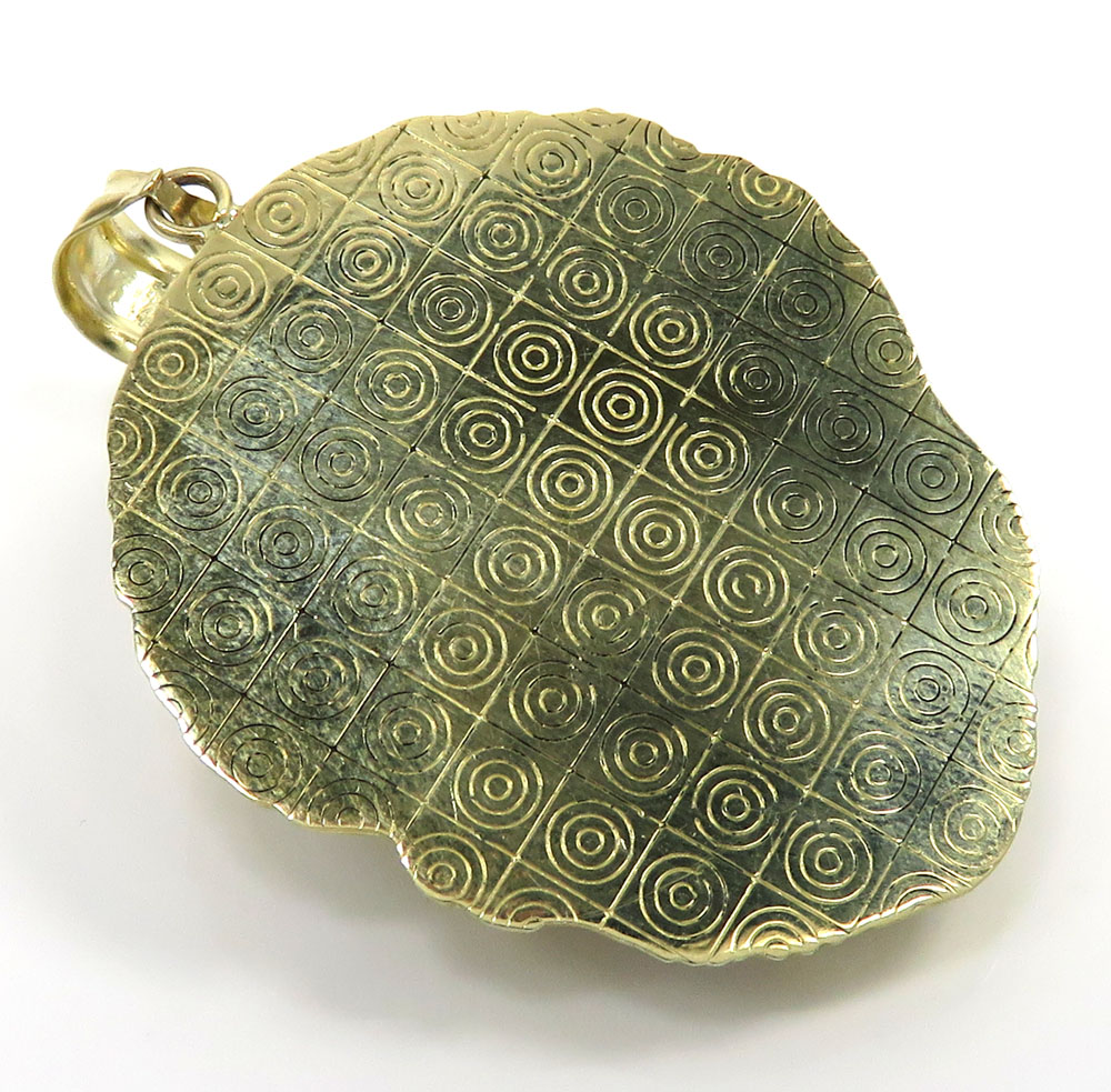 10k yellow gold two tone large 3d lion head pendant - Image 3