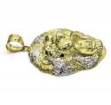 10k yellow gold two tone large 3d lion head pendant