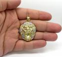 10k yellow gold two tone large 3d lion head pendant
