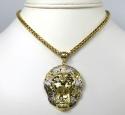 10k yellow gold two tone large 3d lion head pendant